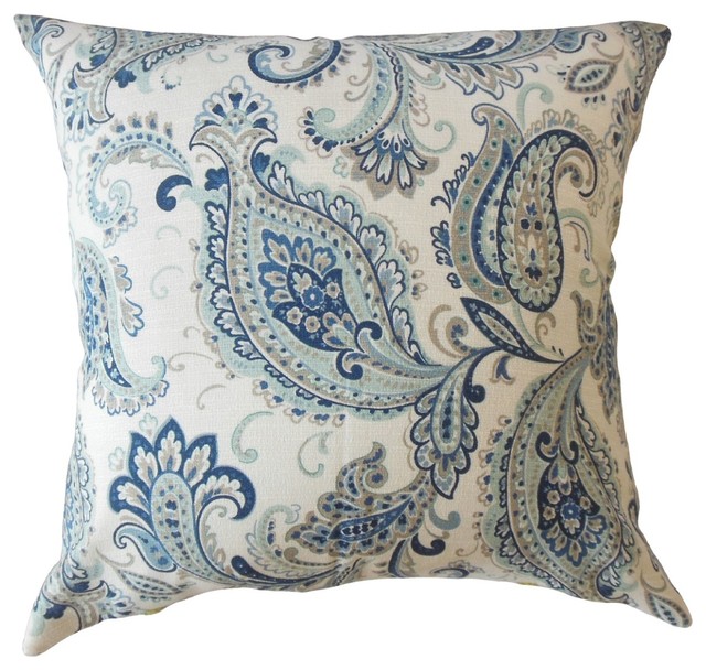 blue paisley throw pillows