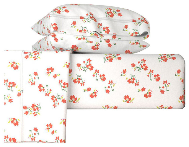 Vintage Floral Bright Vintage 4pc Cotton Sheet Set ...