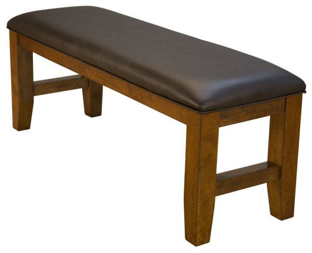 A-America Mason Modern Rustic Faux Leather Upholstered Dining Bench ni Mango