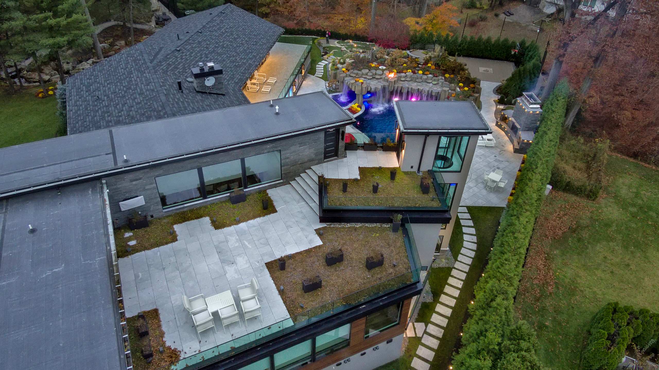 Backyard patio and lighting