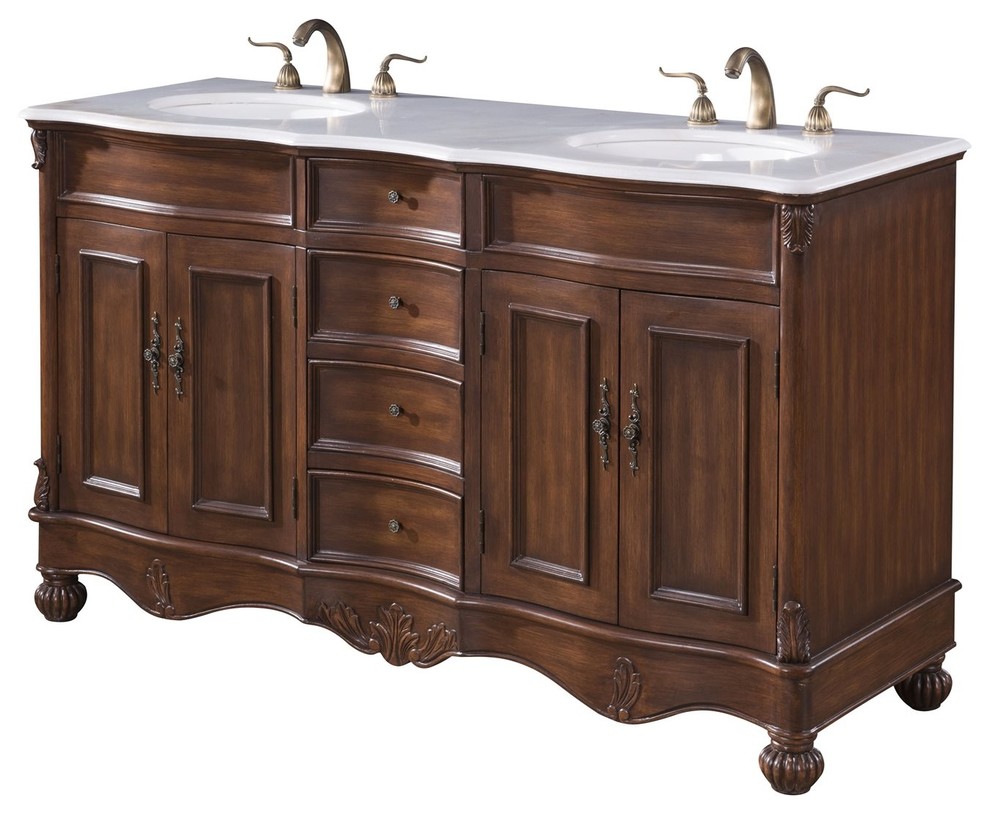 Elegant Windsor 60" Double Bathroom Vanity Victorian Bathroom