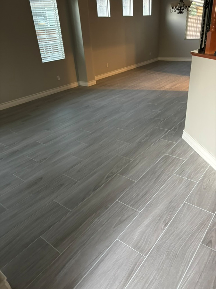 Tile plank install / laundry room cabinetry
