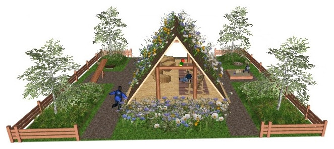 "Крыша русского дома". Проект зоны для детских игр