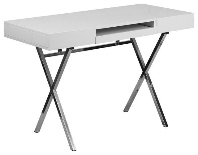 44 25 X21 625 White Computer Desk With Keyboard Tray And Drawers 44 25 X21 625 White Computer Desk With