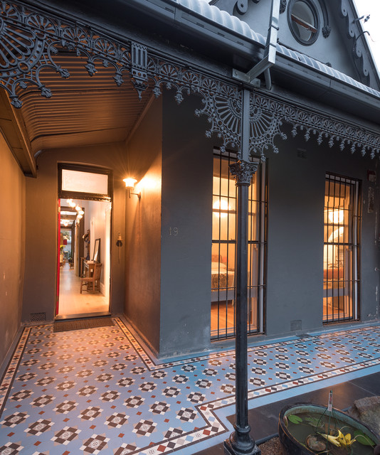 Victorian Geometric Tile Verandah In Victorian Era Home