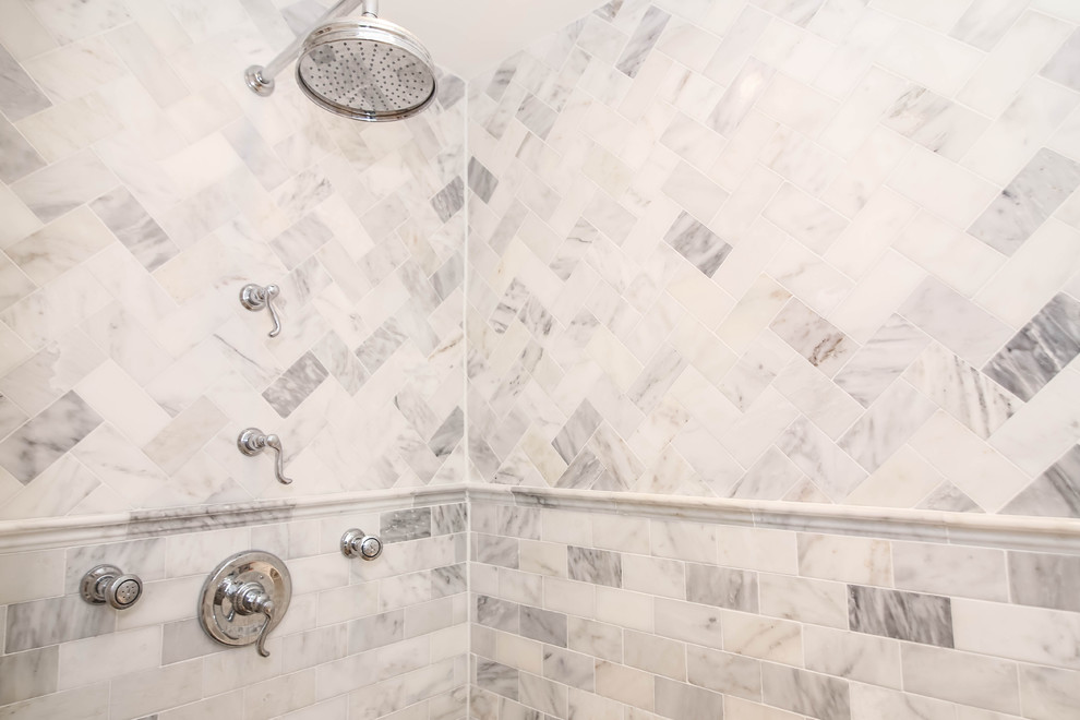 Luxury shower in marble tiles