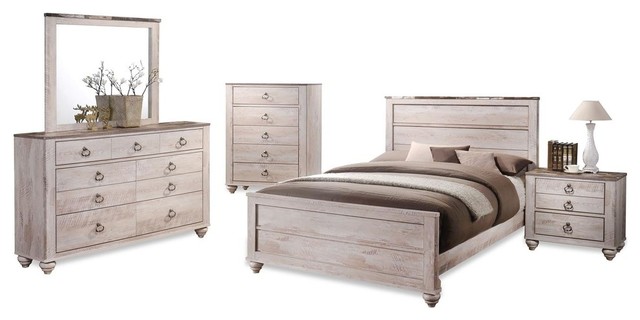 Brayden 5 Piece White Washed Bedroom Collection Farmhouse Brayden 5 Piece White Washed Bedroom Collection Queen