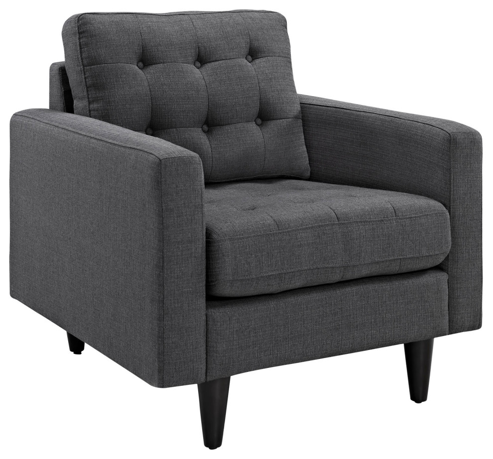 Empress Upholstered Fabric Armchair, Gray