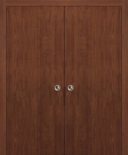 Sliding Double Pocket Closet Doors 36 X 80 Planum 0010 Walnut Modena