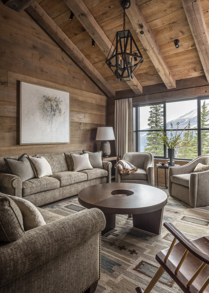 Example of a mountain style living room design in Philadelphia
