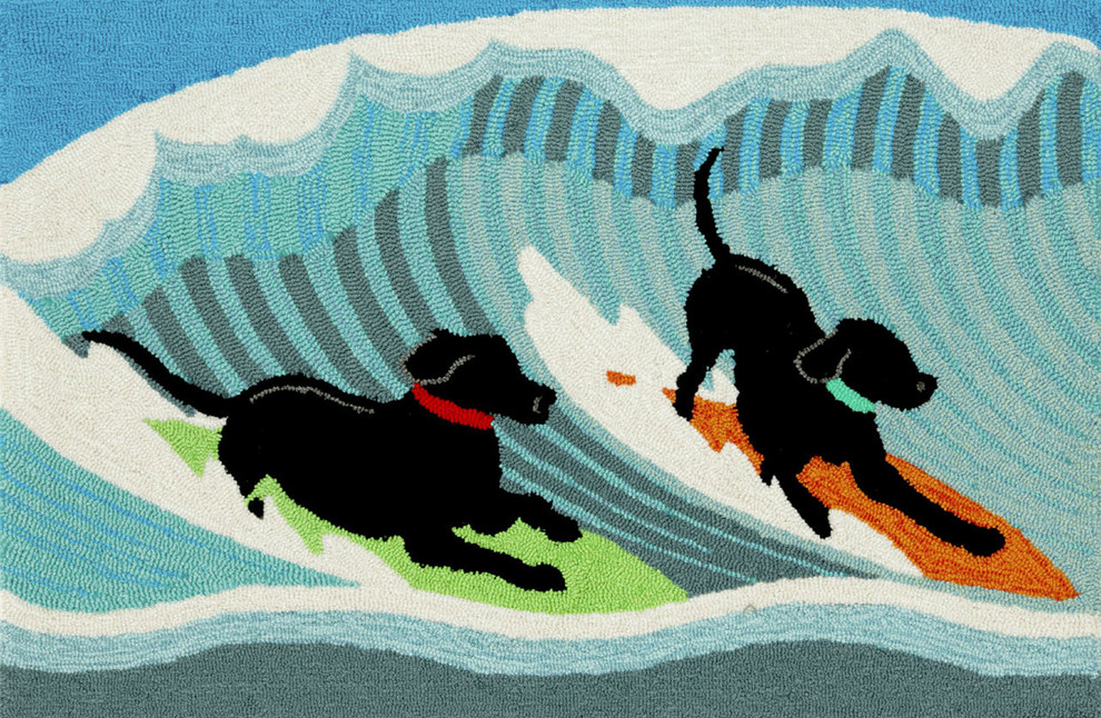 Surfing Dogs Blue Rugs 1473/04 - 20"X30"