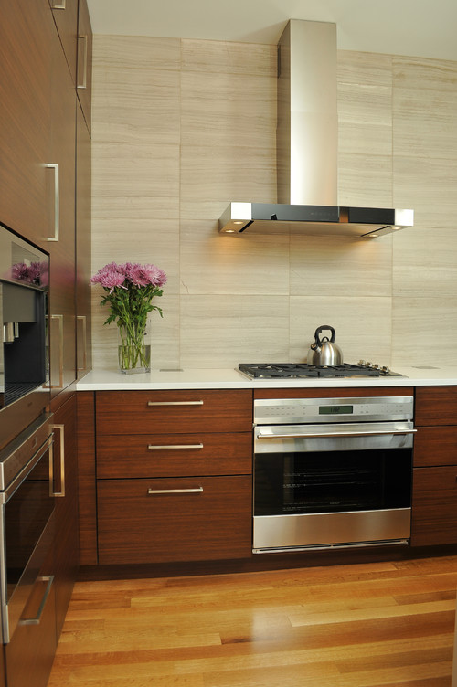 Large format tile is ideal for a backsplash design.