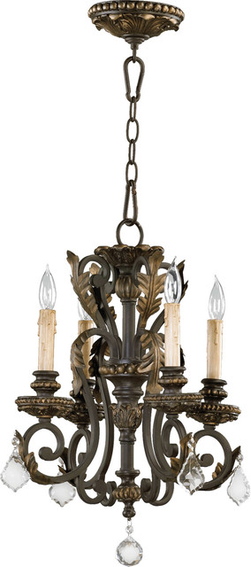 Four Light Toasted Sienna With Mystic Silver Up Chandelier