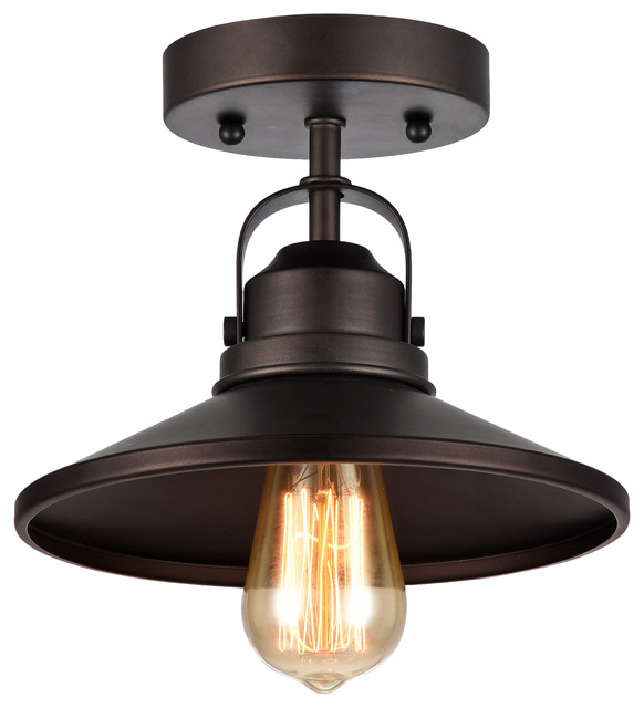 Ironclad 1 Light Rubbed Bronze Semi Flush Ceiling Fixture 9