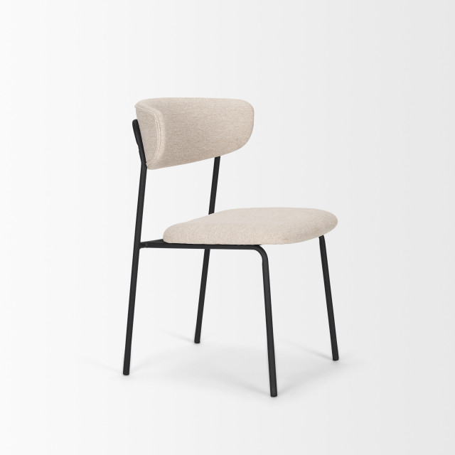 Corey Dining Chair With Oatmeal Fabric and Matte Black Metal (Set of 2 ...