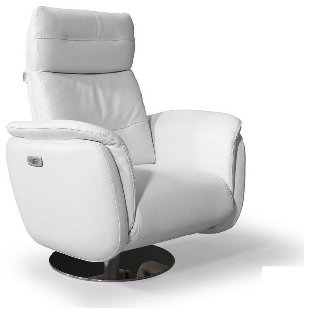 Melita Allegro Power Recliner Chair, Battery Pack, White Contemporary Recliner Chairs by