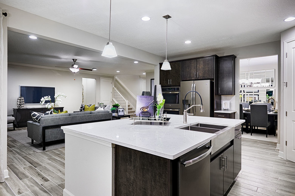 Design ideas for a contemporary kitchen in Denver with with island.