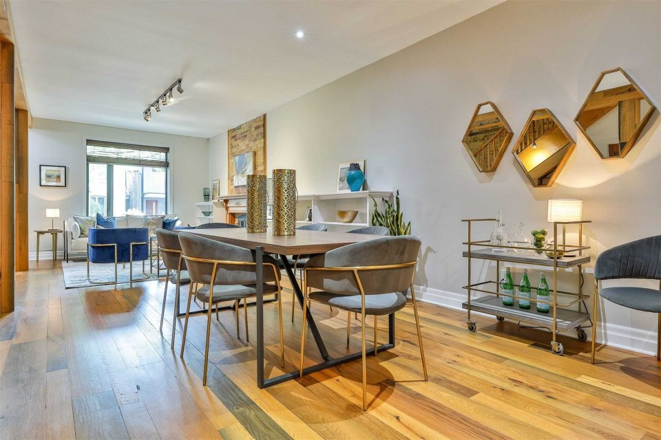Transitional dining room photo in Toronto