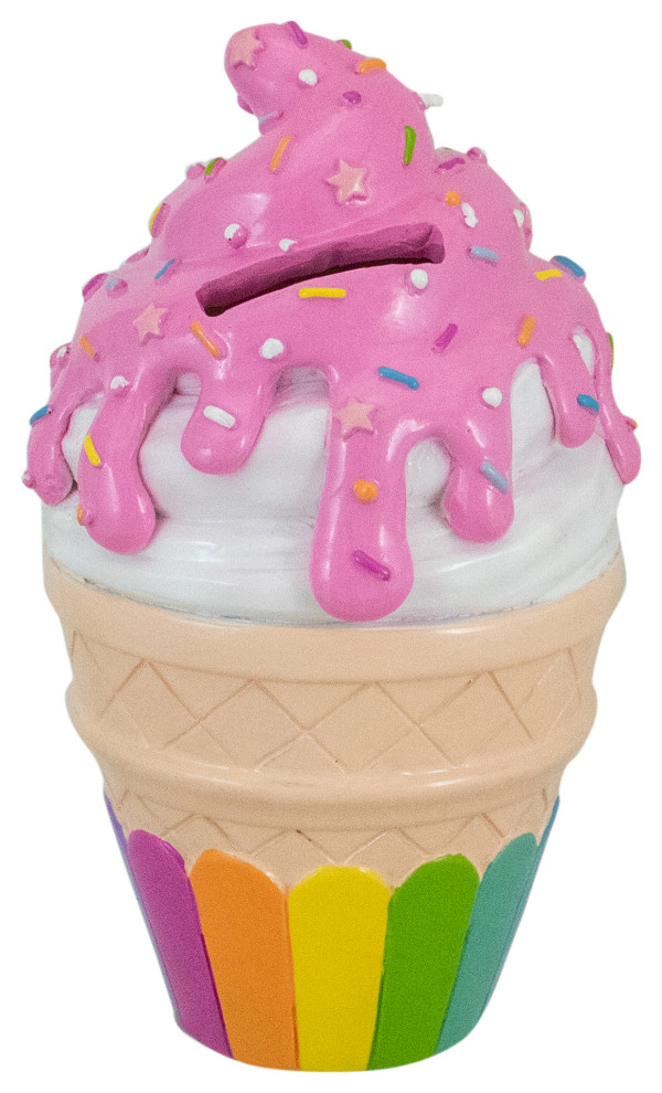 7" Children's Colorful Ice Cream Cone Coin Bank Modern Piggy Banks