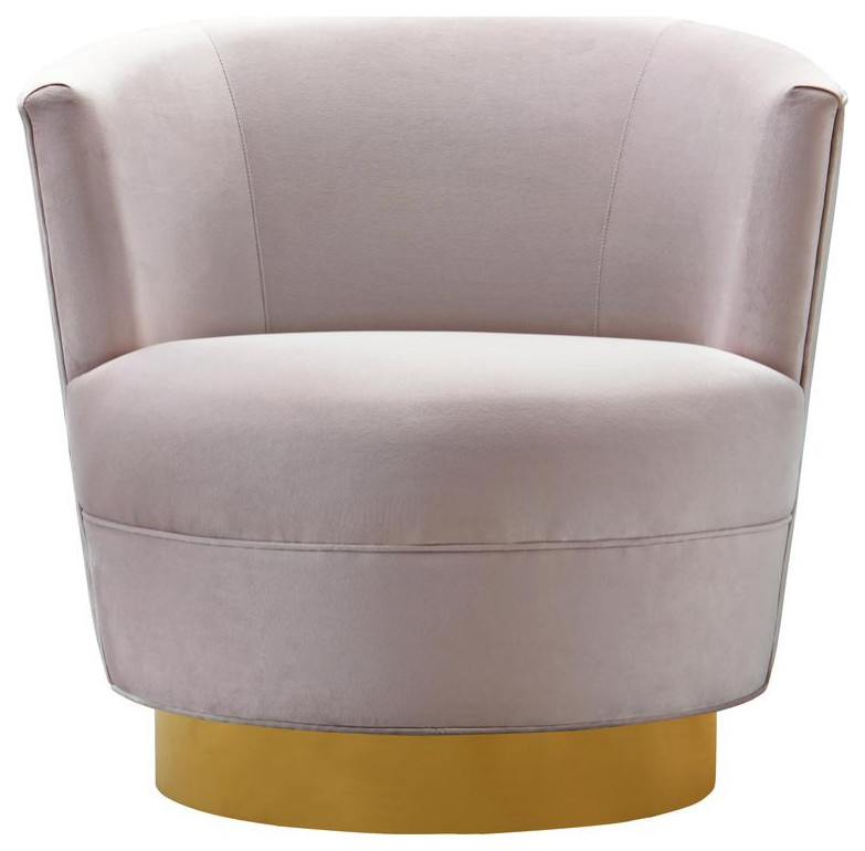 Noah Blush Velvet Swivel Chair Contemporary Accent Chests And