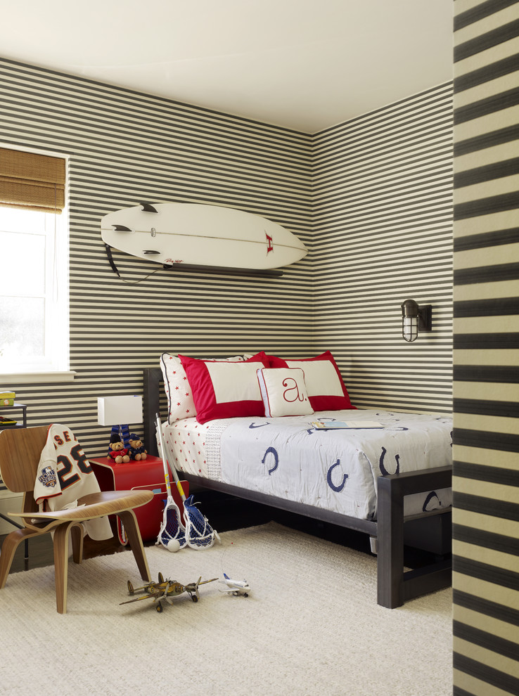 This is an example of a beach style kids' room for boys in San Francisco.