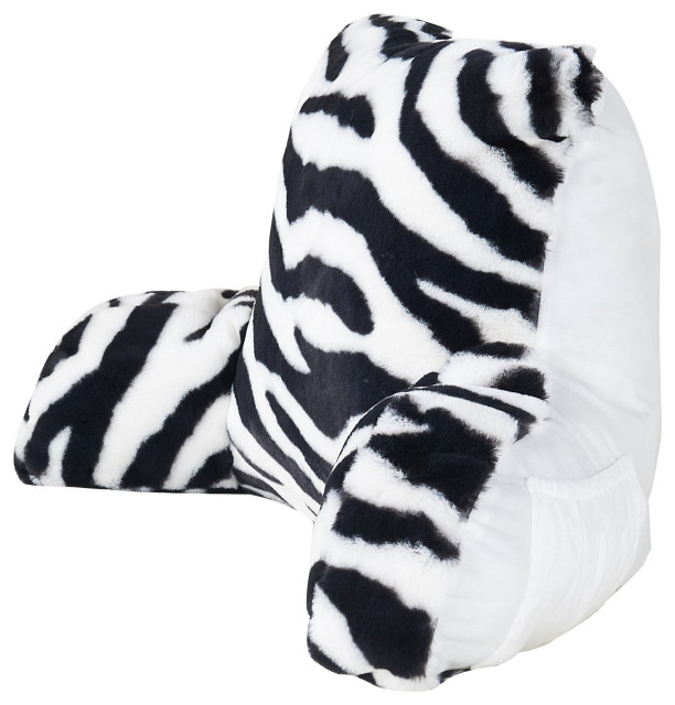 Animal Pattern Faux Fur Bedrest, NEED ASSEMBLY, Zebra, 20"x18"x17"