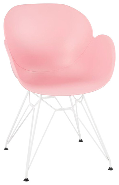 Provoc Dining Chair With White Metal Legs, Pink