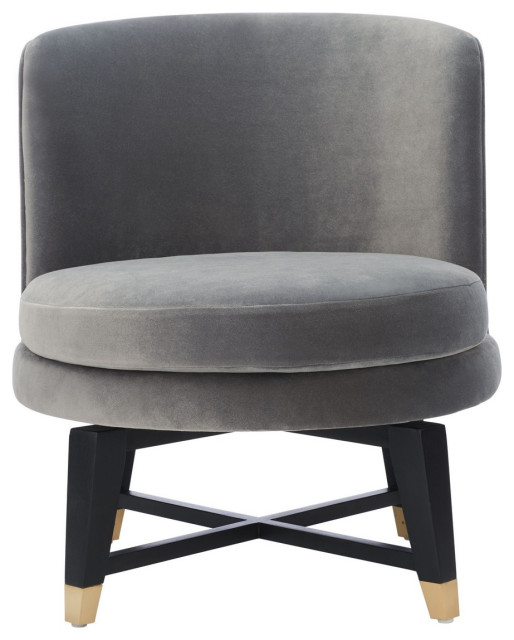 Safavieh Couture Trinity Swivel Accent Chair Charcoal