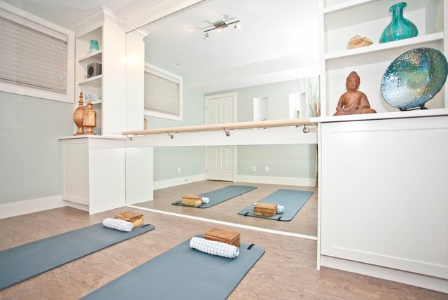 Yoga Room Transitional Home Gym Calgary By Ana Interiors