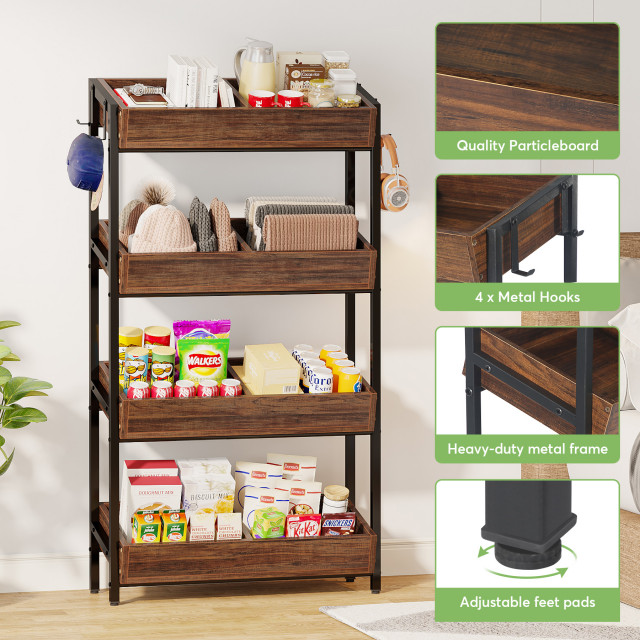 Food Plant Boot Racks 4-Tier Wood Fruit Vegetable Storage Rack Stand for Kitchen - Industrial ...