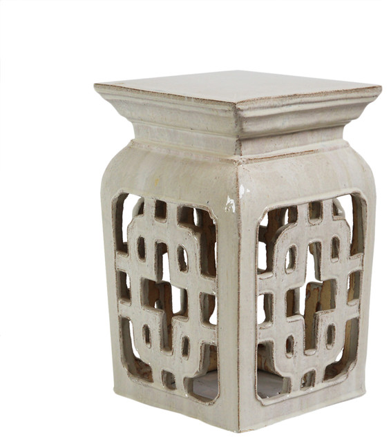 White Ceramic Lattice Garden Stool Asian Accent And Garden Stools By Design Mix Furniture