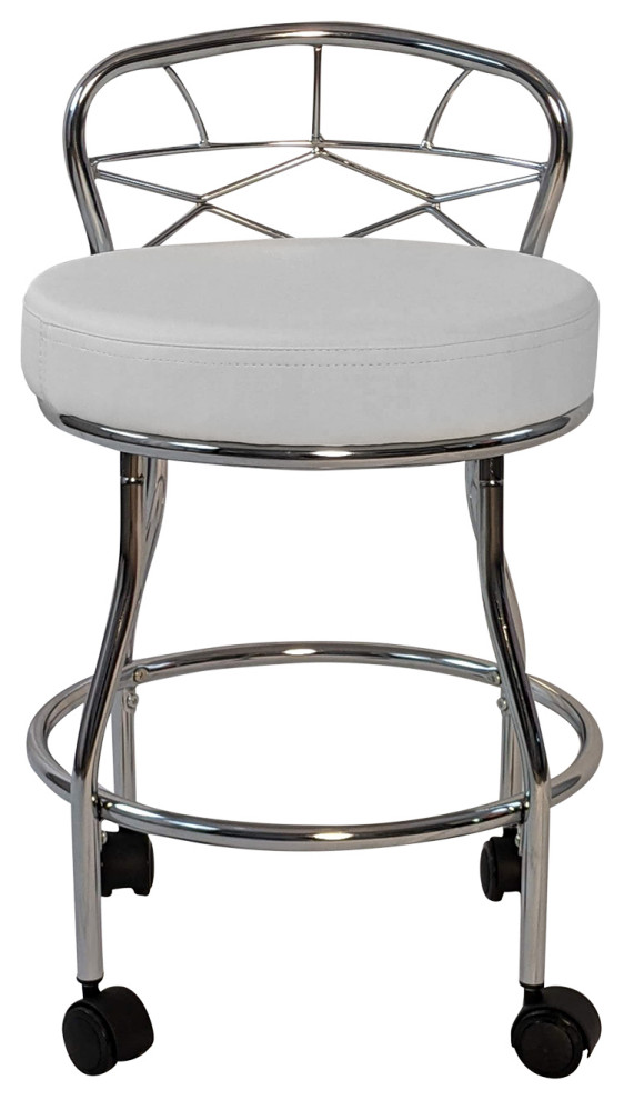 Diana XBack Vanity Bench with Casters, Chrome Contemporary Vanity Stools And Benches by