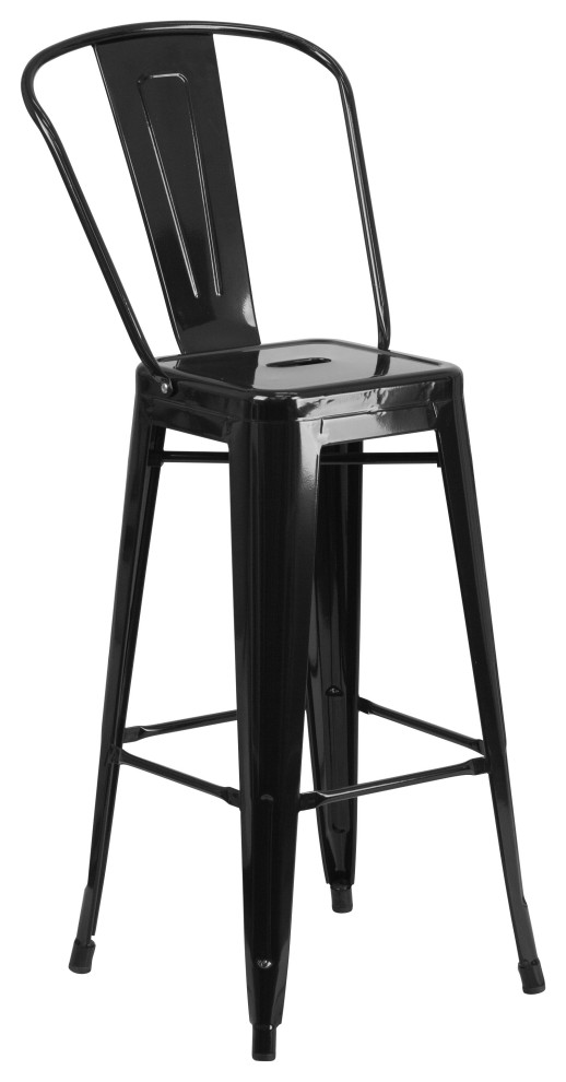 IndoorOutdoor Stool With Removable Back Industrial Outdoor Bar