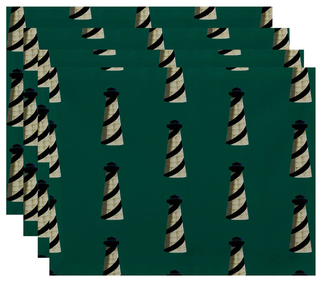 18"x14" Beacon, Geometric Print Placemat, Green, Set of 4
