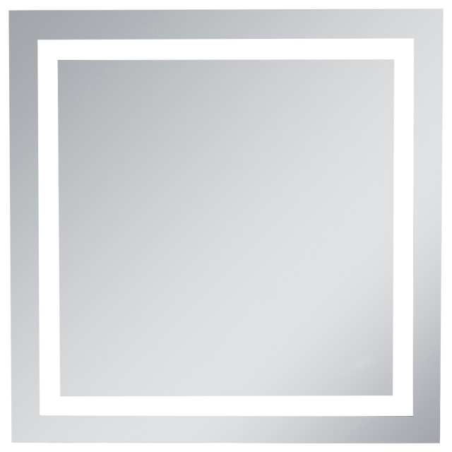 LED Hardwired Mirror Square W28" H28" Dimmable 5000K Contemporary