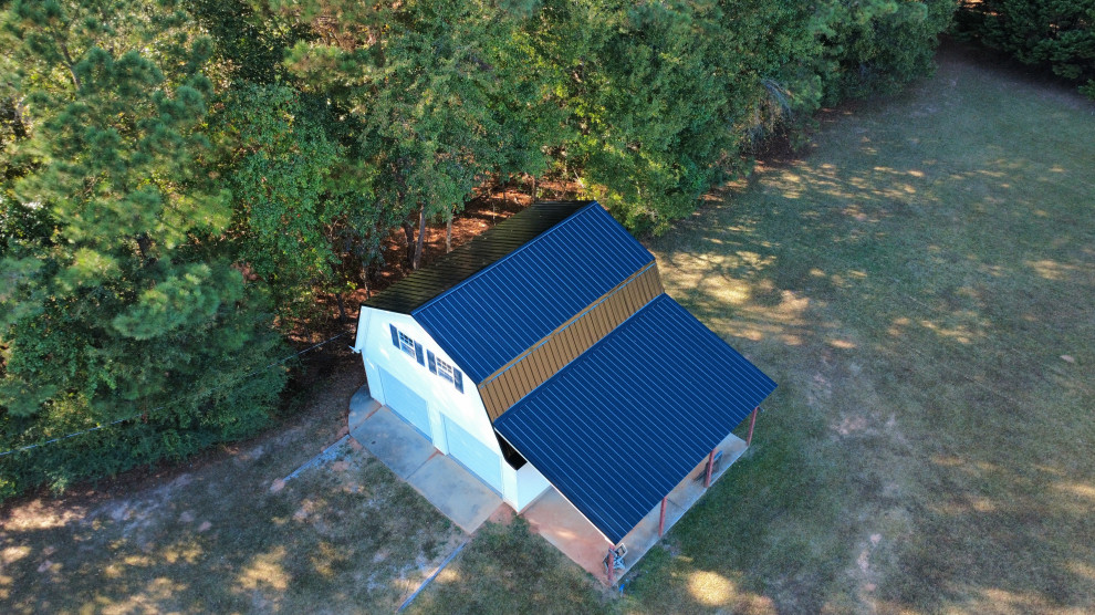 Black Metal Roof Barn Install
