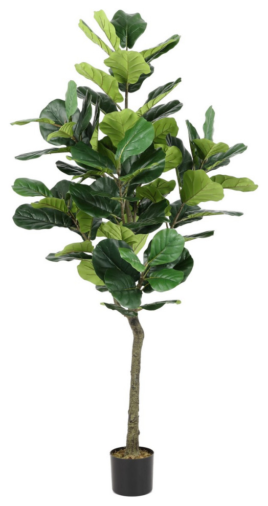 Safavieh Faux Fiddle Leaf Fig 50" Potted Tree Artificial Plants And Trees by Safavieh Houzz