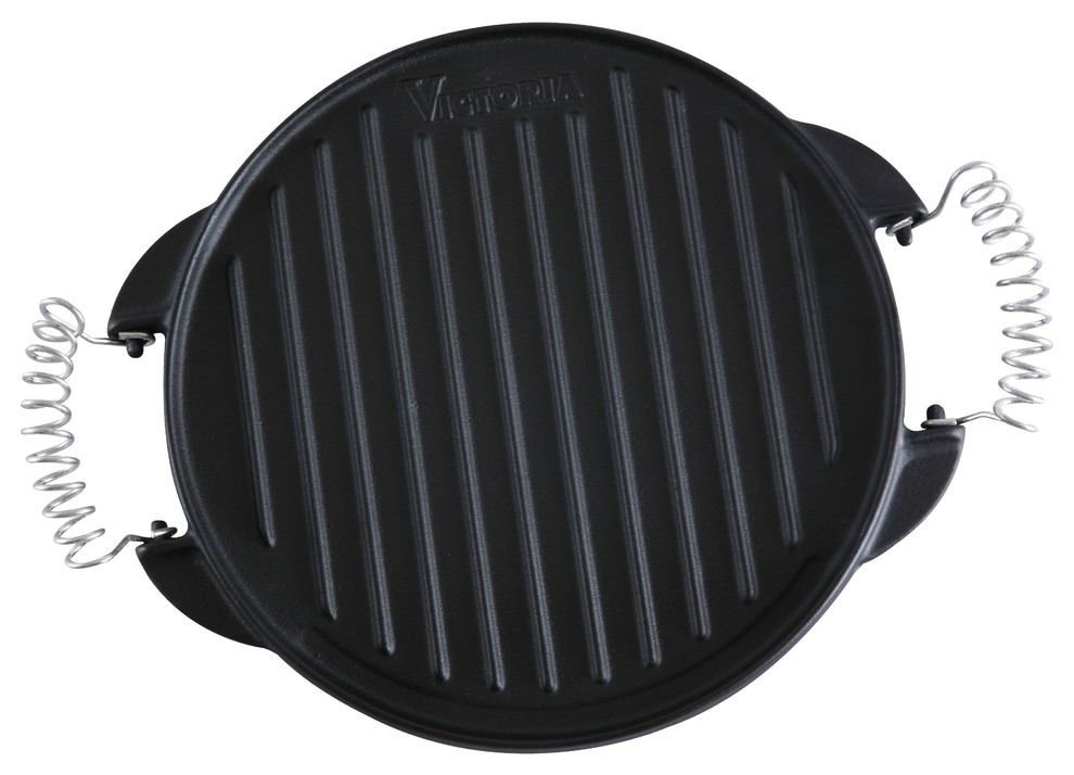 Victoria 10" Round Reversible Cast Iron Griddle With Handles, Medium
