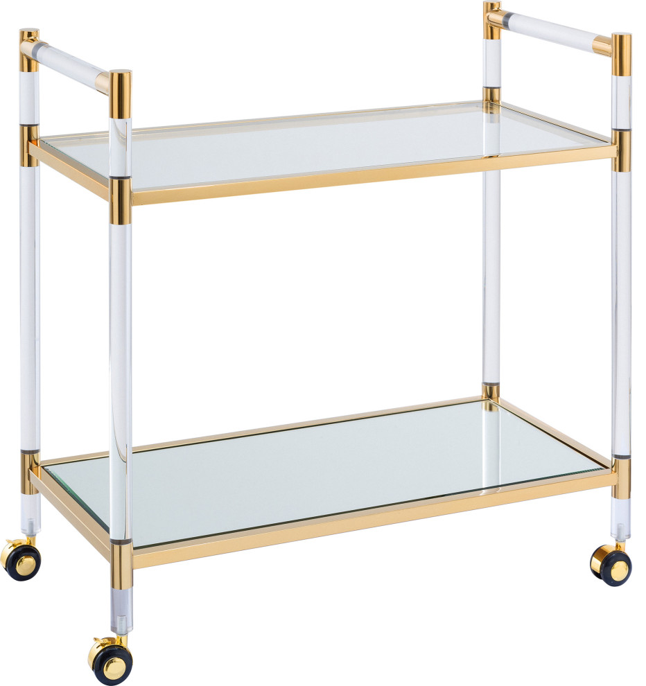 Janiston Acrylic Bar Cart - Gold