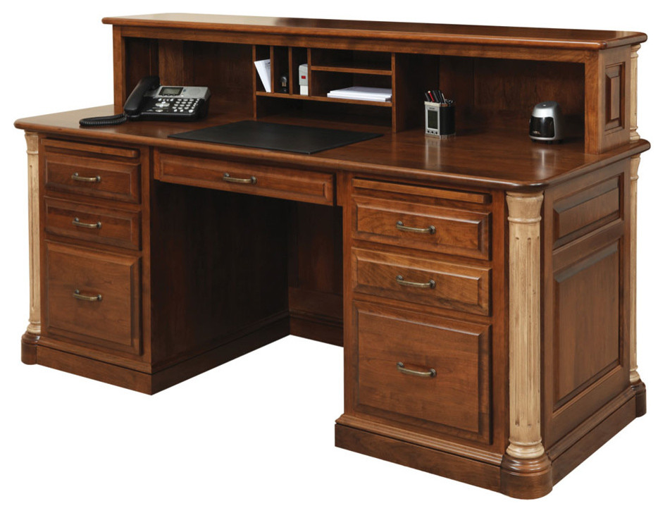 Jefferson Office Executive Desk With Privacy Cubby Traditional