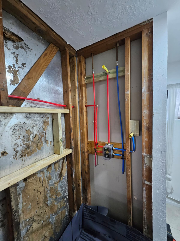 plumbing and shower build up