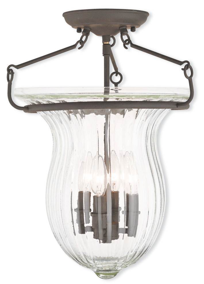 Livex Lighting 50921-07 Bronze Flush Mount with Fluted Clear Glass 
