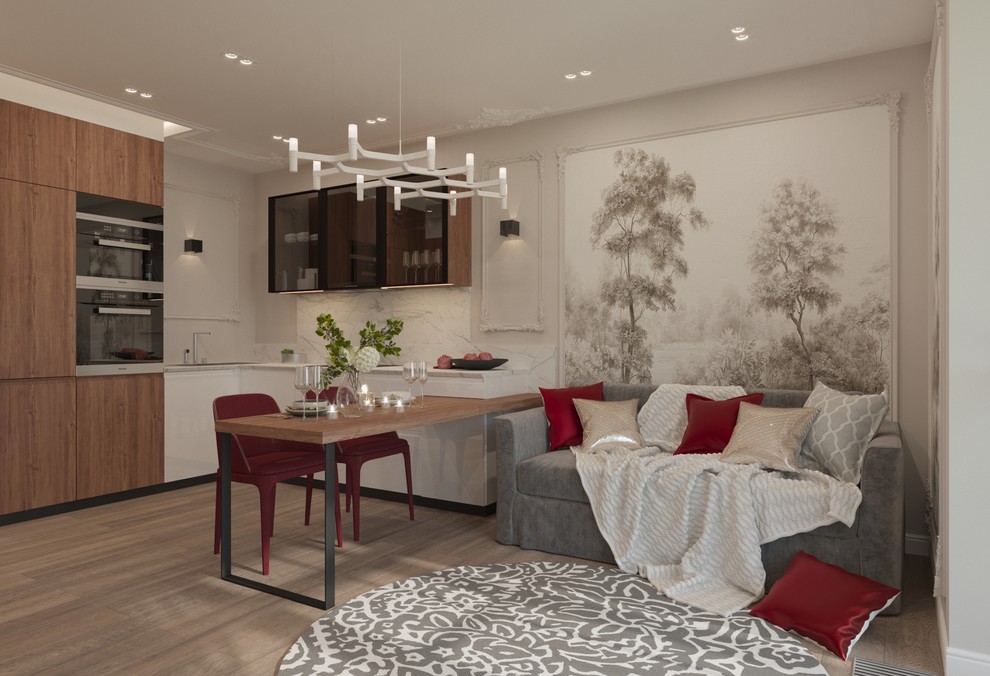 Нежный интерьер в красно-розовых тонах