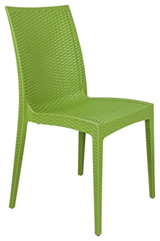 LeisureMod Weave Mace Indoor/Outdoor Dining Chair, Armless Contemporary Outdoor Dining