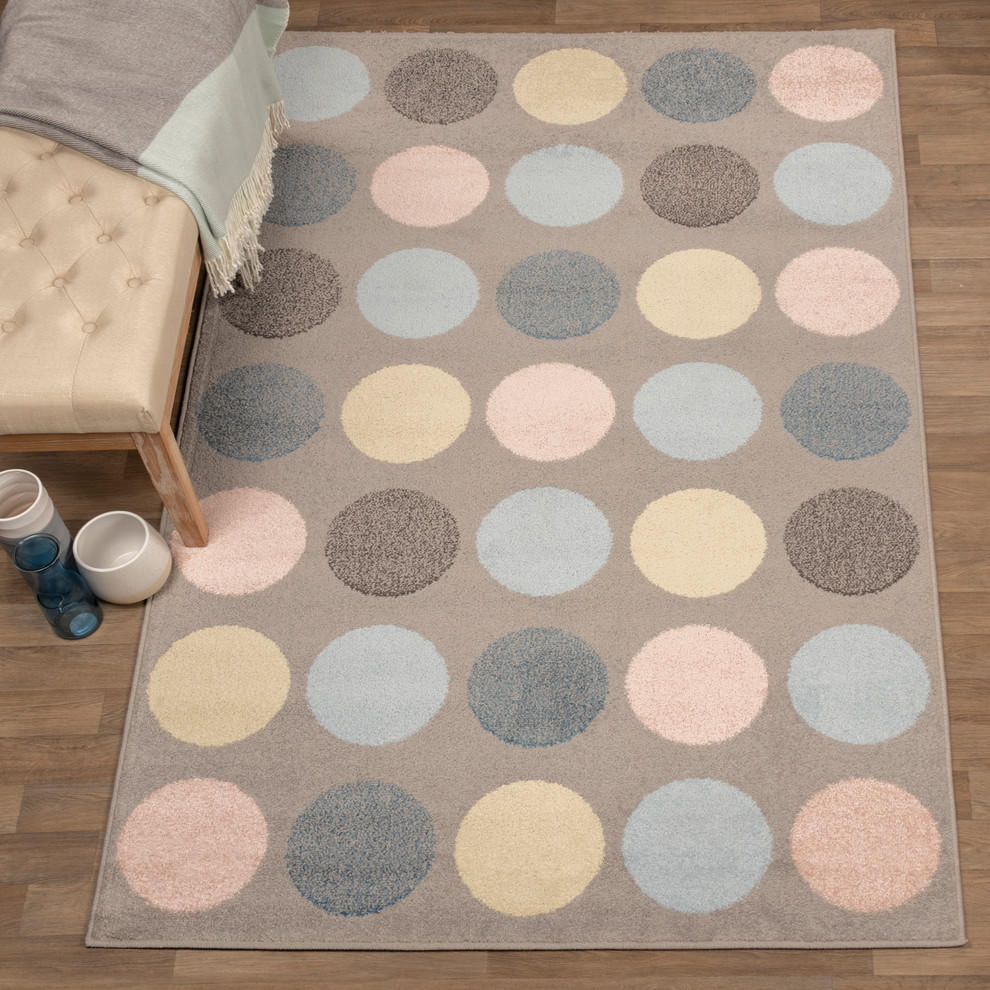 Malakai Polka Dot Retro Area Rug Contemporary Area Rugs by Blue