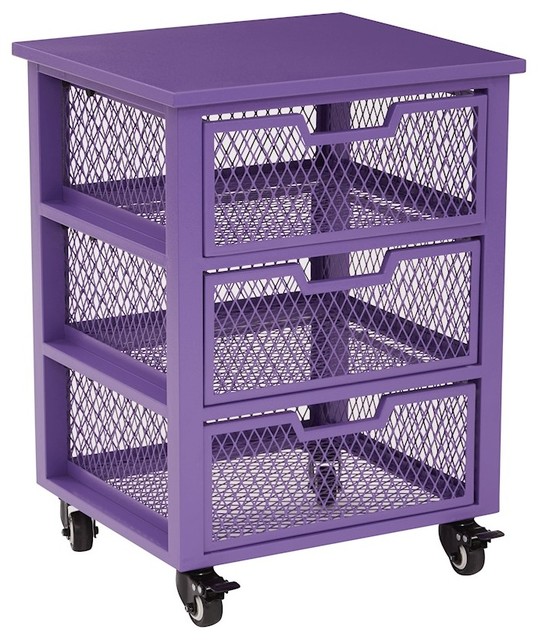 Clayton 3 Drawer Rolling Cart, Metal Frame, Fully Assembled Contemporary Utility Carts by