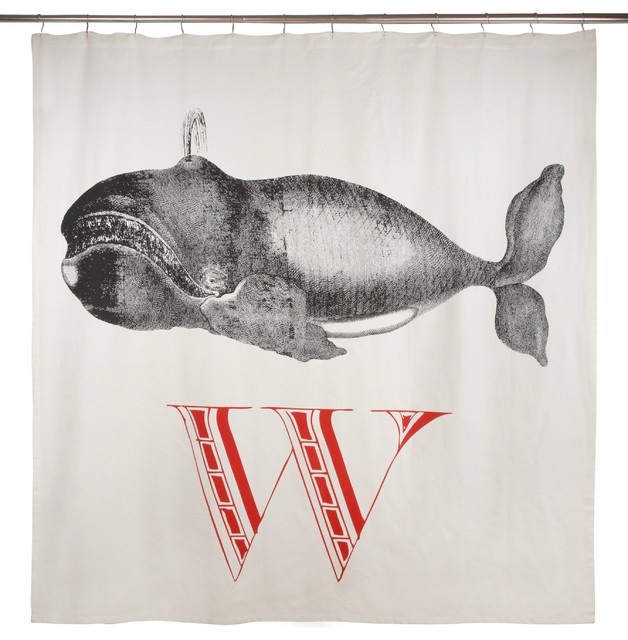 W Whale Shower Curtain Beach Style Shower Curtains By Thomas