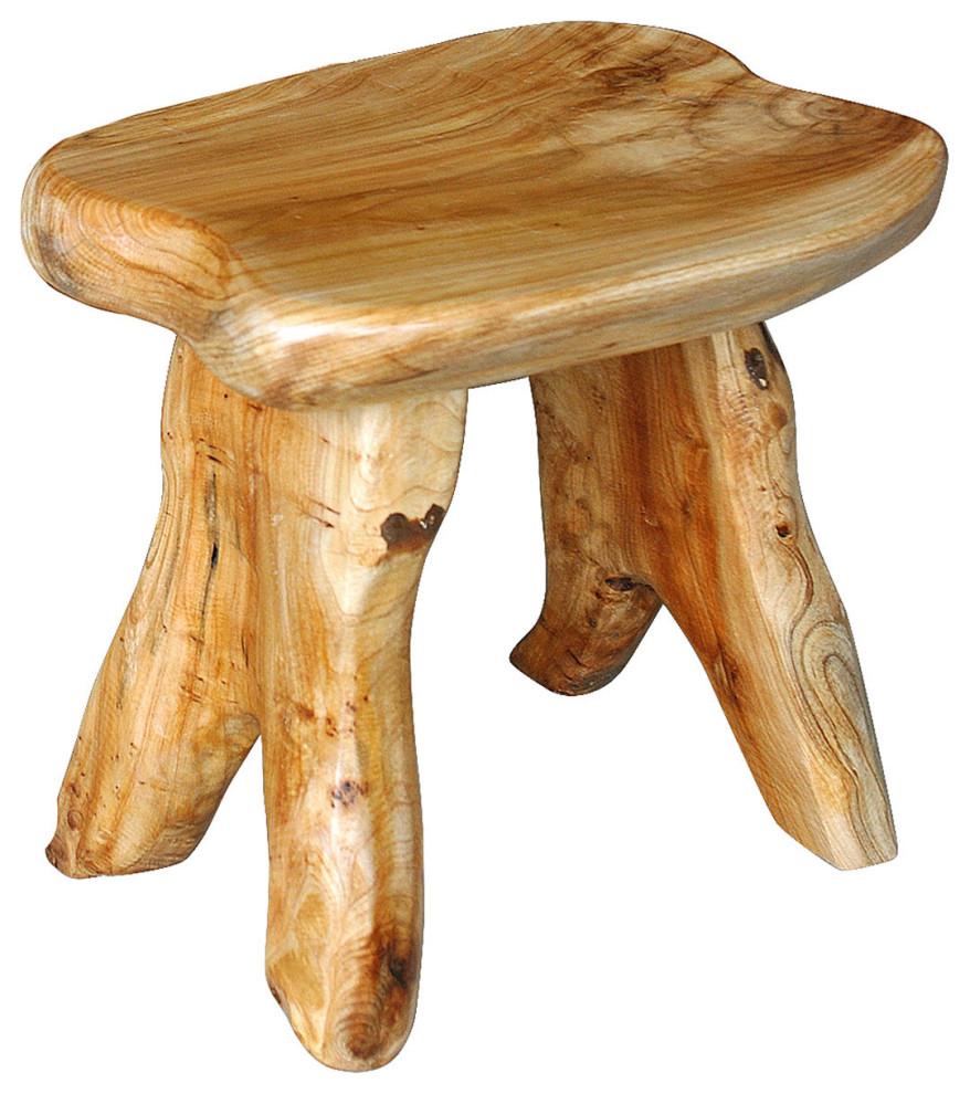 Cedar Root ALeg Stool, 10"x13.5"x12.2" Rustic Accent And Garden