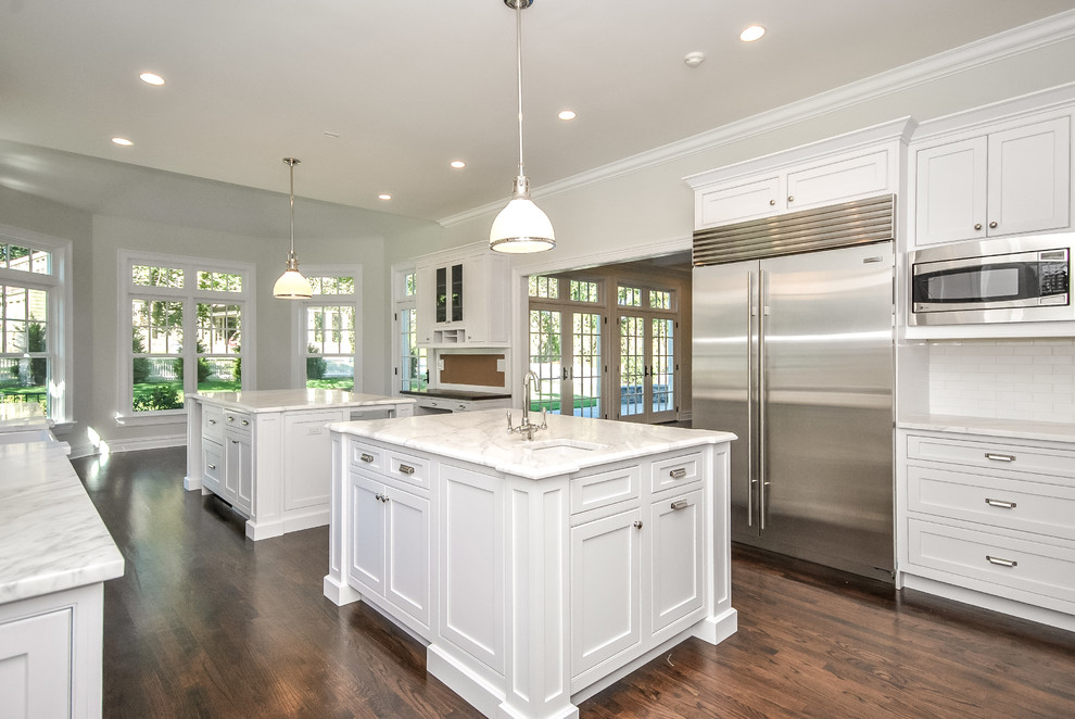 Example of a transitional kitchen design in New York