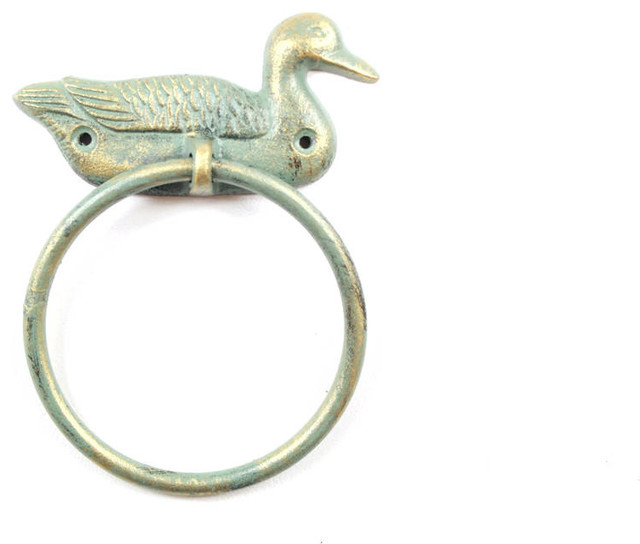 Antique Seaworn Bronze Cast Iron Mallard Duck Towel Holder 6 5